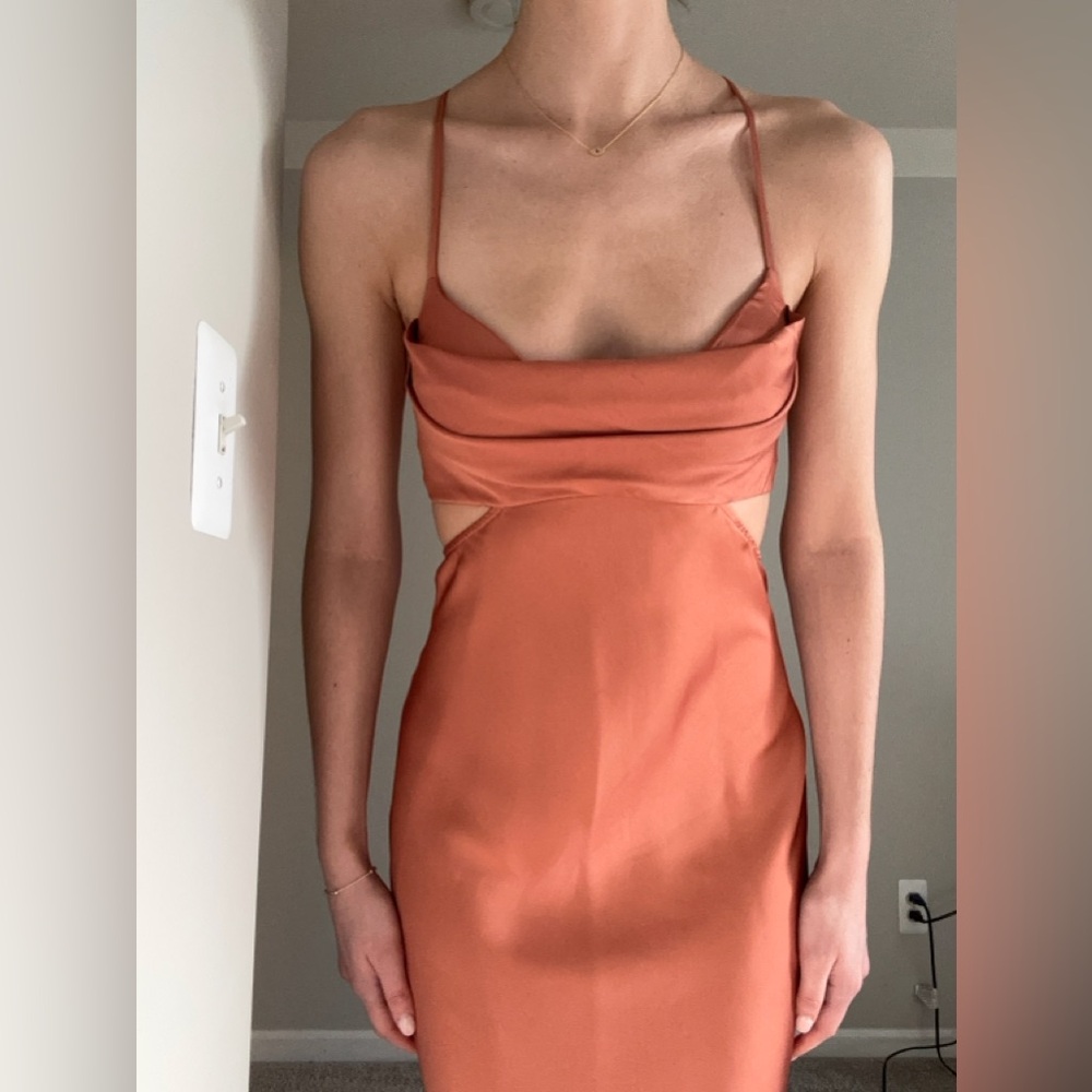 Hello Molly Rust Slip Dress with Delicate Straps